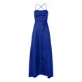 thumbnail image 4 of Ketyyh-chn99 Robes Formelles pour Femmes Soirée Robe de Mariage Col en V Manches Courtes Robe de Soirée Élégante Robe Maxi de Fête Bleu Marine,3TG, 4 of 4