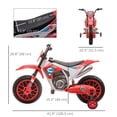 thumbnail image 3 of Aosom Kids Dirt Bike Battery-Powered Ride-On Electric Motorcycle with Charging 12V Battery, Training Wheels Red, 3 of 10