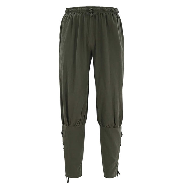 TIMIFIS Men's Ankle Banded Pants Medieval Pirate Costume Trousers Renaissance Gothic Pants- GreenFall