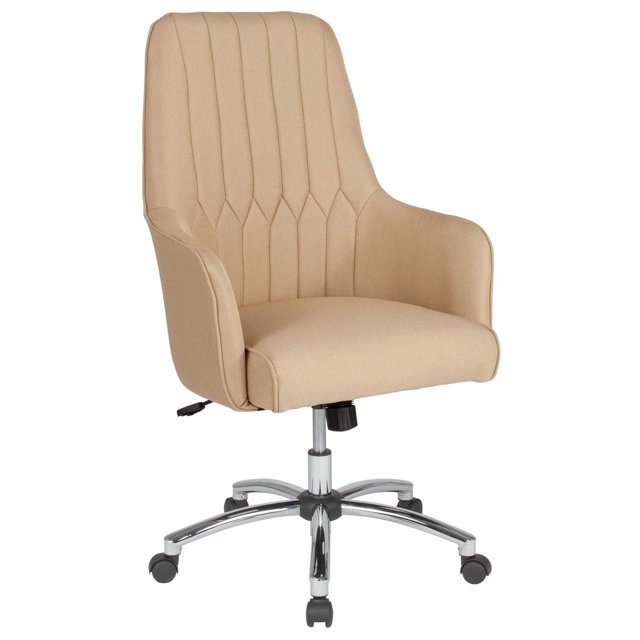 Albi Home and Office Upholstered High Back Chair in Beige Fabric