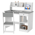 thumbnail image 1 of Qaba Kids Desk and Chair Set for 5-8 Year Old with Storage, Grey, 1 of 10
