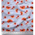 thumbnail image 1 of Soimoi Blue Rayon Fabric Text & Poppy Floral Fabric Prints By Yard 42 Inch Wide, 1 of 3