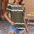 thumbnail image 2 of Pisexur Hauts pour Femmes, Hauts de Sortie pour Femmes & T-Shirt à Manches Courtes Col Rond Imprimé, Haut Ample, Hauts de Printemps pour Femmes Vert Armée, m, 2 of 6