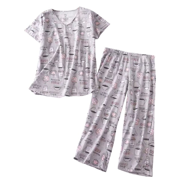 2025 Ensemble de Pyjama en Coton pour Femmes Ensemble de Pyjama d'Été pour Femmes Haut à Manches Courtes Pantacourt de Pyjama pour Femmes Robe Pantalon Vêtement de Nuit