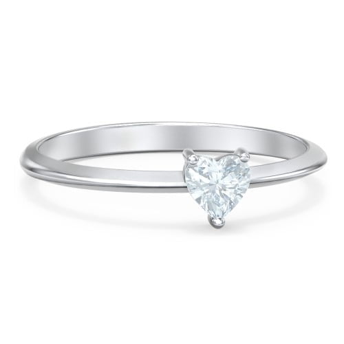 Bague Pierre de Naissance en Forme de Cœur - Aigue-Marine (Mars)