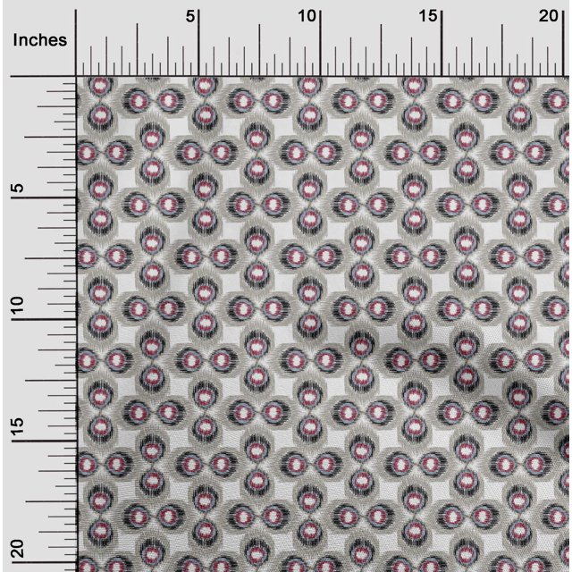 oneOone Georgette Viscose Fabric Peacock Feather Ikat Printed Craft Fabric BTY 42 Inch Wide