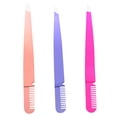 thumbnail image 1 of 3pcs 2 in 1 Stainless Steel Tweezer Comb Eyebrow Tweezers for Women Creative Makeup Tools (Assorted Colors), 1 of 9
