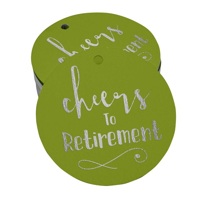 Inkdotpot Silver Foil Paper Hang Tags Cheers To Retirement Favor Tags 100 Pieces