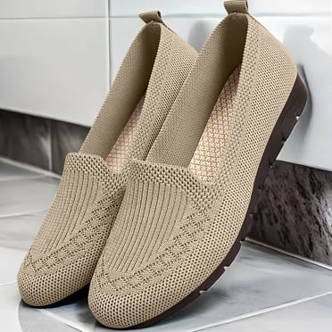 Apmemiss Liquidation Chaussures Décontractées de Mode pour Femmes Style Printanier Couleur Unie Respirantes en Maille Volante Chaussures Antidérapantes à Semelle Plate à Bouche Peu Profonde Cadeaux d'Anniversaire pour Femmes