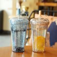thumbnail image 3 of Visland Leak-proof Iced Coffee Cup Reusable Straight Pipette Cup with Built-in Straws Double Wall Insulated Iced Coffee Tumbler Cartoon Drinking Cup, 3 of 7