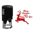 thumbnail image 1 of Printtoo Tampon Rond Auto-Encreur Joyeux Noël et Bonne Année Caoutchouc Renne Vacances Tampon-Rouge, 1 of 4