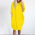 thumbnail image 2 of Pompotops Robe Ample pour Femmes avec Poches, Col pour Dames, Hauts Longs Décontractés, Robe Grande Taille en Solde, 2 of 4