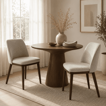 Raya Dining Chairs Set of 4, Modern Upholstered Dining Room Kitchen Side Chair with Wooden Legs, Space Saving, Easy to Assemble (Earl Grey)