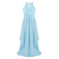 thumbnail image 2 of Miaeowve Robe de Fête Maxi en Chiffon à Paillettes pour Filles, Col Haut, Froncée, Robe de Bal de Mariage Bleu Clair 4, 2 of 7