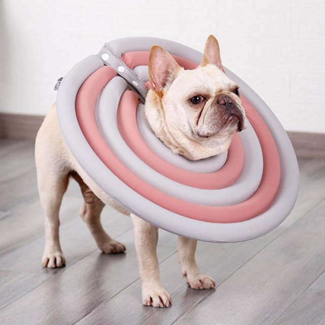 Langgg Adjustable Dog Collar Recovery Anti-Bite Cone Soft Protector for Pet Cat Gray Pink S