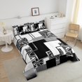 thumbnail image 4 of YST Abstract Geometric Down Comforter Full Black White Grey Marble Grid Bedding Set Silver Gray Stripe Check Comforter Setfor Kids Adults,Geometry Square Quilt Set Modern Room Decor, 4 of 6