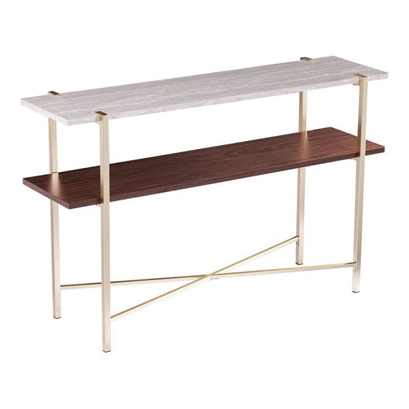 SEI Furniture Ardmillan Faux Marble Console Table with Storage