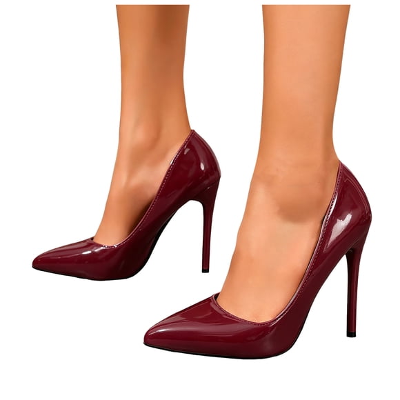 Women's Closed Pointed Toe Stiletto High Heels Classic Slip On Dressy Shoes Lightweight Wedding Pumps Red Size 6.5