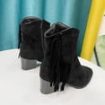 thumbnail image 1 of Women's Winter Short Tube Gringed Suede Side Zipper Pointed Thick Heel Middle Heel Boots, 1 of 9