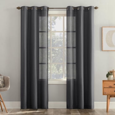 Mainstays Waffle Weave 2-Pack Light Filtering Grommet Window Curtains Panel Pair