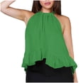 thumbnail image 2 of Weiqiqre Women's Clothing Adjustable Tie Neckline Ruffle Hem Sleeveless Flowy Halter Tops, 2 of 7