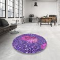 thumbnail image 4 of Ahgly Company Tapis d'Intérieur Lavable en Machine Carré Transitionnel Magenta Foncé Violet, 4 Pieds Carré, 4 of 7