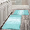 thumbnail image 1 of Bathroom Rug Set of 2, Anti-Slip Washable Plush Bathroom Floor Mat, Microfiber Absorbent Striped Bath Rug for Tub, Bathroom and Shower (18''x26''+20''x32'', Aqua Blue), 1 of 6