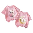 thumbnail image 1 of Jamicy T-Shirts pour Filles Mode Enfants Hauts Mignons pour Filles 2 Pcs Manches Courtes T-Shirts d'Été Mode T-Shirts Graphiques Col Rond Chandail, 1 of 3