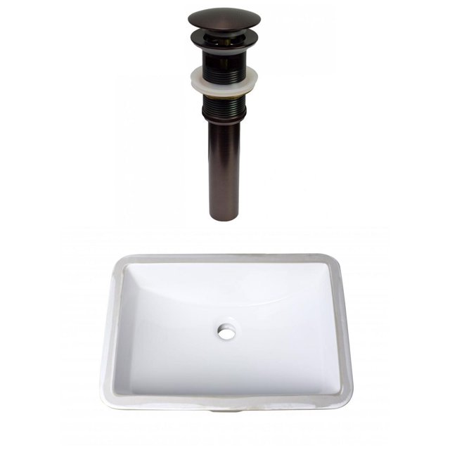 American Imaginations 20.75-in. W CUPC Rectangle Bathroom Undermount Sink Set In White - Oil Rubbed Bronze Hardware - Overflow Drain Incl. AI-31787