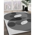 thumbnail image 3 of Ahgly Company Tapis d'Intérieur Lavable à la Machine, Carré, Transitionnel, Noir, Tapis de Zone, 7 Pieds Carré, 3 of 7