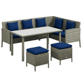 thumbnail image 1 of Outsunny 5 Pieces Wicker Patio Furniture Set with Cushions, Navy Blue, 1 of 10