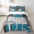 thumbnail image 2 of YST Décor Turquoise Moderne Ensemble de Literie 7 Pcs Gris Noir Bleu à Rayures Géométriques Ensemble de Couette Format Simple Rétro Cercles Tourbillons Ensemble de Literie Moderne Texture Abstraite Couleur Art Drap Plat Drap-Housse, 2 of 5
