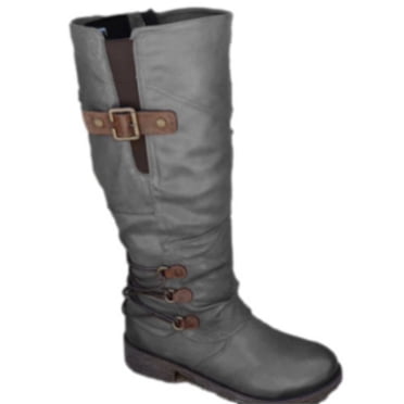 CEHVOM Large Size Boots Women Autumn Long Tube Zipper Low Heeled Shoes Boots Pointed Boots Knight Boots