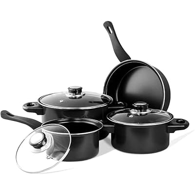 Alpine Cuisine 7-Piece Nonstick Carbon Steel Cookware Set