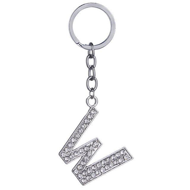 Key Chain Rhinestone A to Z Design Pendant Keychain Key Ring for Handbag Decor