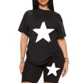 thumbnail image 2 of Innerwin Sweatsuits Short Sleeve Ladies Two Piece Outfit Fitness Crew Neck Loose Fit Jogger Set Style-F XL, 2 of 4