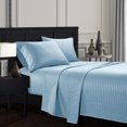 thumbnail image 1 of YYAO King Size Luxurious Striped Sheet Set for Home Hotel, 4 Piece, Light Blue, 1 of 1