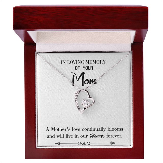 To Mom Remembrance Message Mother's Love Blooms White Forever Necklace w Message Card