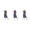thumbnail image 4 of yingyy 1/2/3 Polyester Robe de Nuit pour Femmes Décontractée de Remplacement Col Rond Manches Longues Double Poche Respirante Peignoir de Maison Vêtement de Nuit Bleu Foncé S 3 Pcs, 4 of 6