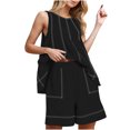 thumbnail image 1 of Womens Two Piece Lounge Set Summer Vacation Outfits Patchwork Sleeveless Tank Top and Shorts Sets with Pockets, 1 of 8