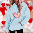 thumbnail image 2 of Penkiiy Mode Décontractée pour Femmes Impression de la Saint-Valentin Hauts à Manches Longues Sweat à Capuche Chandails en Molleton S Bleu Clair, 2 of 5