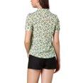 thumbnail image 3 of INSPIRE CHIC Blouse Femme Col Rabattu Col Fendu Manches Bouffantes Chemise en Chiffon TG Beige, 3 of 6