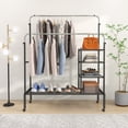 thumbnail image 2 of Patiojoy Double Rods Garment Rack Clothes Drying Rack w/ 2 Hanging Height Adjustable Rods 4 Universal Wheels Silver, 2 of 8