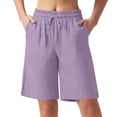 thumbnail image 1 of Summer Clearance! Womens Plus Size Pants,Summer Pants for Womens,Ladies' Summer Fashionable Design Casual And Comfortable High Waisted Loose Drawstring Multi Pocket Five Quarter Pants, 1 of 5