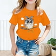 thumbnail image 2 of Chemises Filles Imprimé Mignon Col Rond Manches Courtes Tee Été Mode Ample Vêtements Bébé Filles Orange 2-4 Ans, 2 of 4