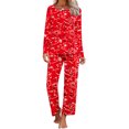 thumbnail image 1 of TopLLC Ensembles de Pyjama Ensembles de Détente pour Femmes, Vêtements de Nuit pour Femmes, Chemise de Nuit à Manches Courtes et Col Rond Imprimée et Ensembles de Pantalons Vêtements de Détente Pyjamas avec Poches Ensembles de Pyjama, 1 of 6