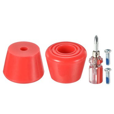 Unique Bargains Roller Skate Toe Stops with Screwdriver 82A Rubber Brake Stoppers Block, Red 1 Pair
