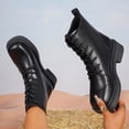thumbnail image 4 of LOVZFMLL Bottes pour Femmes Mi-Mollet Bottes de Combat à Lacets Bout Rond Sangles Ajustables Talon Bas Épais Style Français Automne Hiver, 4 of 8