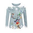 thumbnail image 4 of Chemises Femmes Décontractées Imprimé Noël Ample Manches Trois-Quarts Col Rond Hauts Dames Hauts en Liquidation, 4 of 4