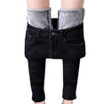 thumbnail image 3 of Women Solid Color Jeans  Winter Adults High Waisted Fleece Lined Jeggings with Pockets, 3 of 3